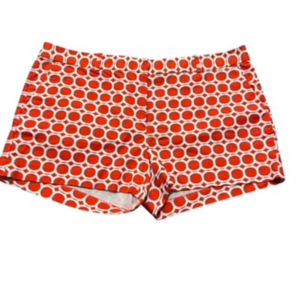 Michael‎ Kors Shorts Women’s Size 14 Orange White Geometric Print Midrise - Picture 1 of 12